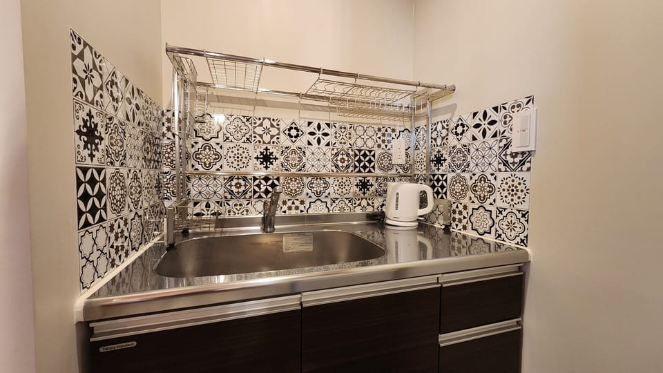 Fridge, microwave, freezer, dining tables