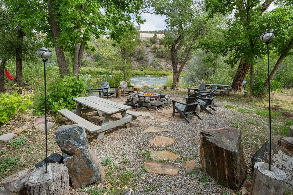 Gas Fire pit next to the Animas River