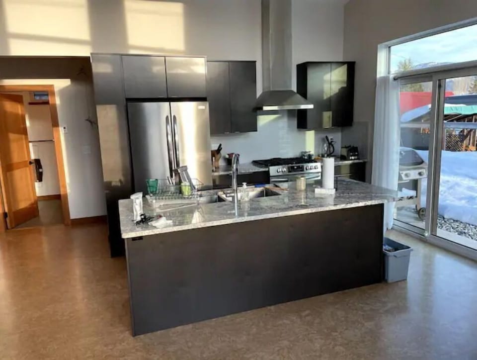 Modern kitchen with high-end appliances.
