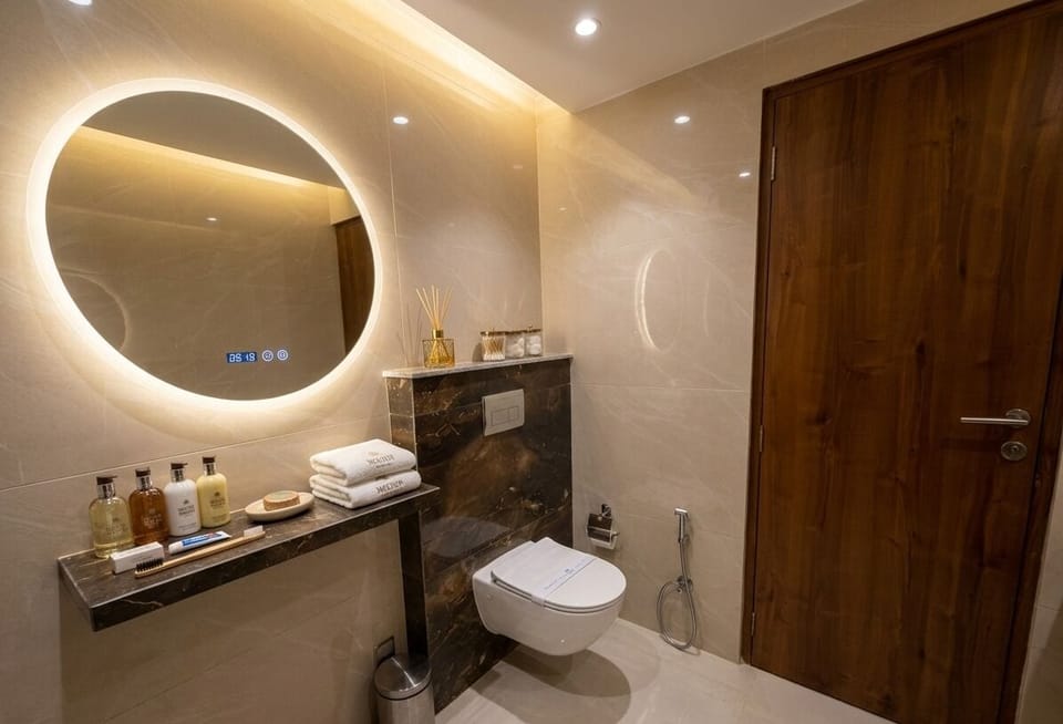 Luxury Room | Bathroom | Shower, rainfall showerhead, free toiletries, towels