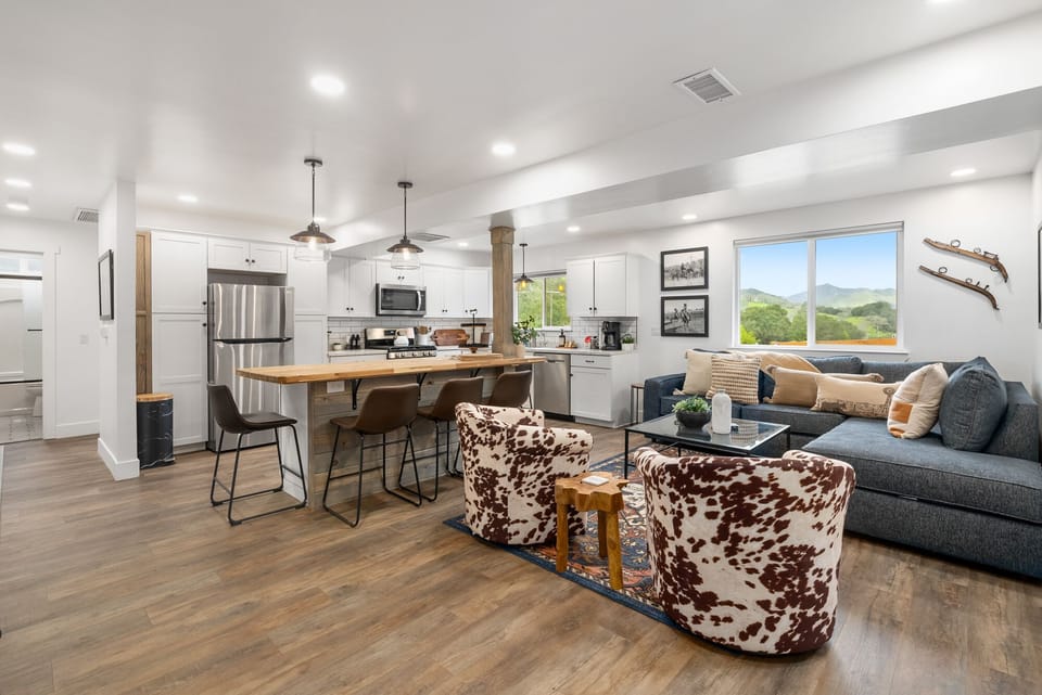 Living Area - This downstairs three bedroom, two bath apartment is newly remodeled with a rodeo flair.