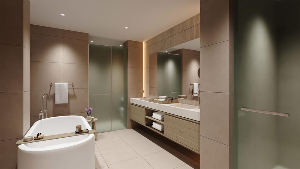 Two Bedroom Bungalow Suite with Private Garden | Bathroom | Separate tub and shower, free toiletries, hair dryer, bathrobes