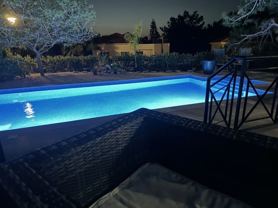 Private pool at night