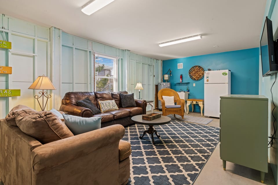 Bonus living area also offers extra refrigerator for beverages