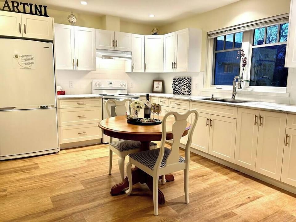 The large kitchen faces west so the sun gently sets at the end of the day.
