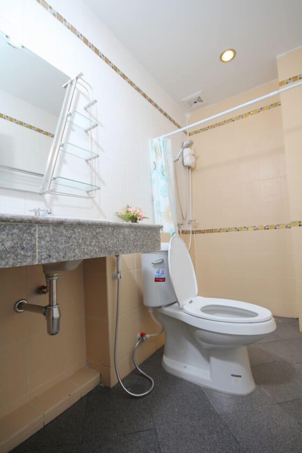 Shower, free toiletries, towels