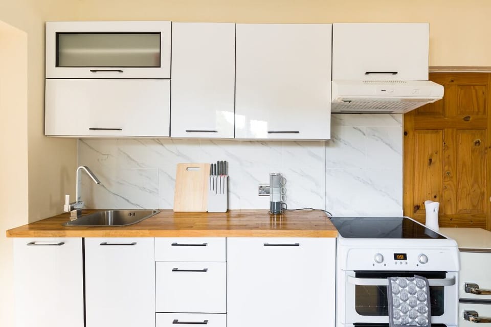 Studio | Private kitchen | Full-size fridge, microwave, oven, stovetop