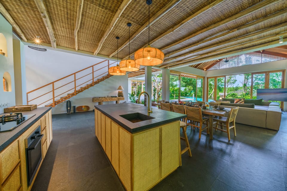 Luxury Villa | Private kitchen | Full-size fridge, microwave, stovetop, toaster