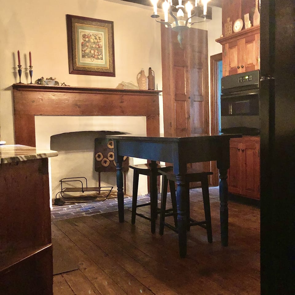 Kitchen island and benches. 