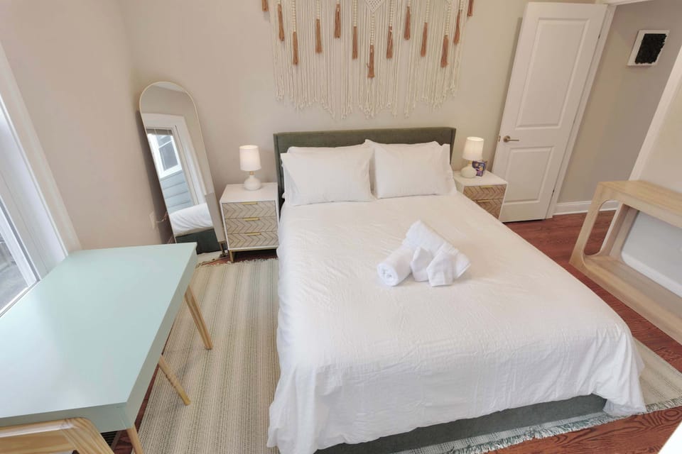 Equipped with a laptop friendly workspace! 