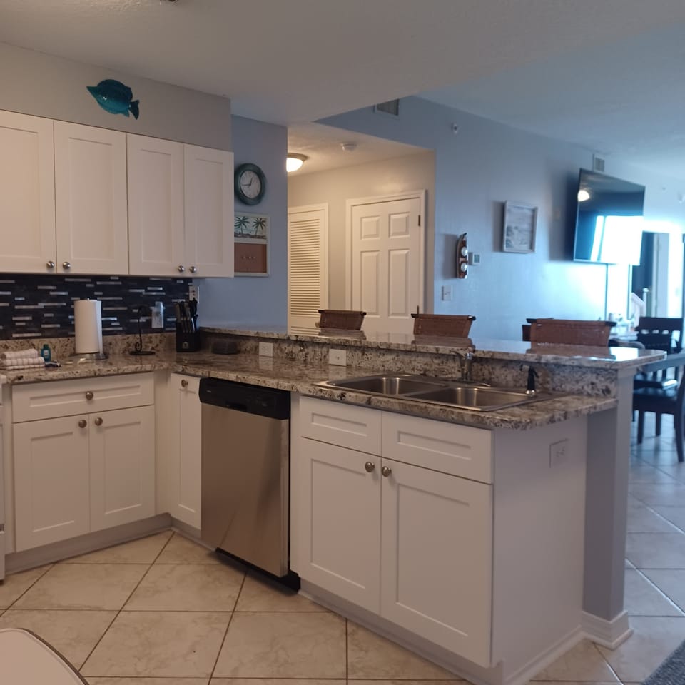 Kitchen area with our new Dishwasher