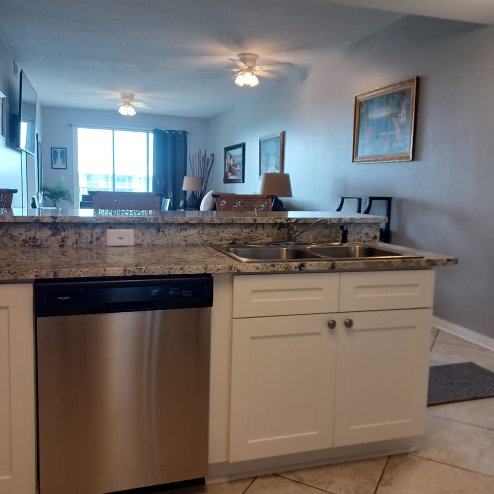 Kitchen area with our new Dishwasher