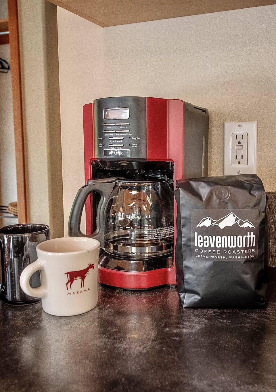 12-cup drip coffee maker with ground coffee provided