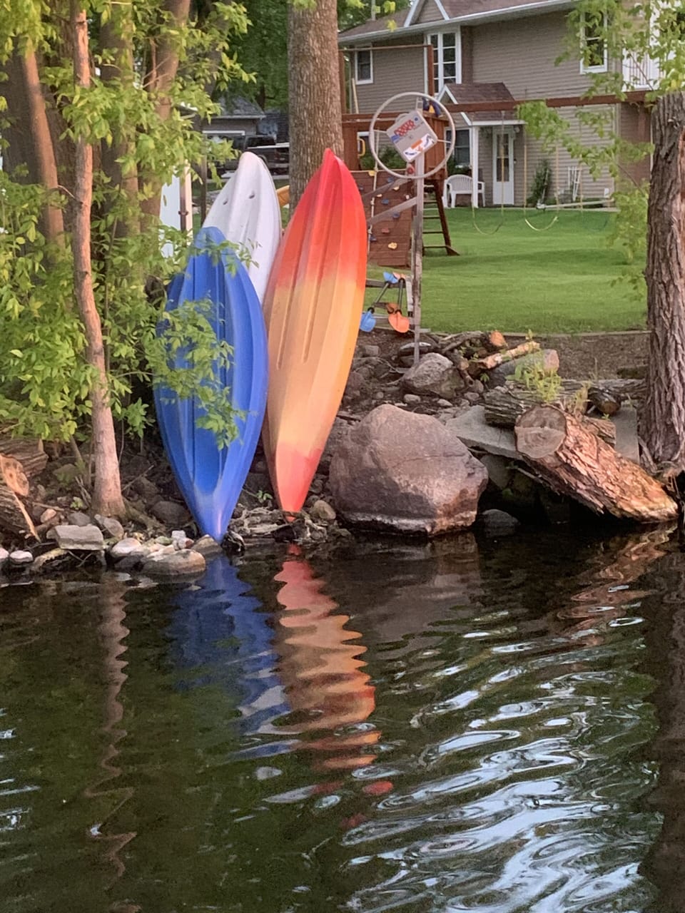 Kayaks on Tetonka south shore. 
