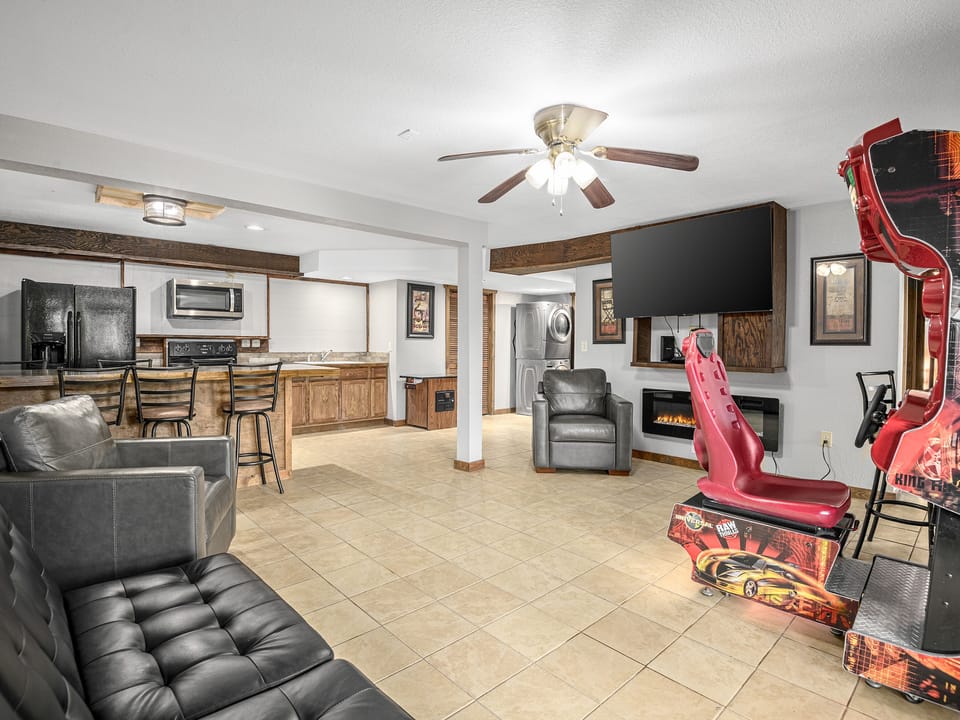 The ultimate entertainment space! Enjoy arcades, board games, or relax fireplace