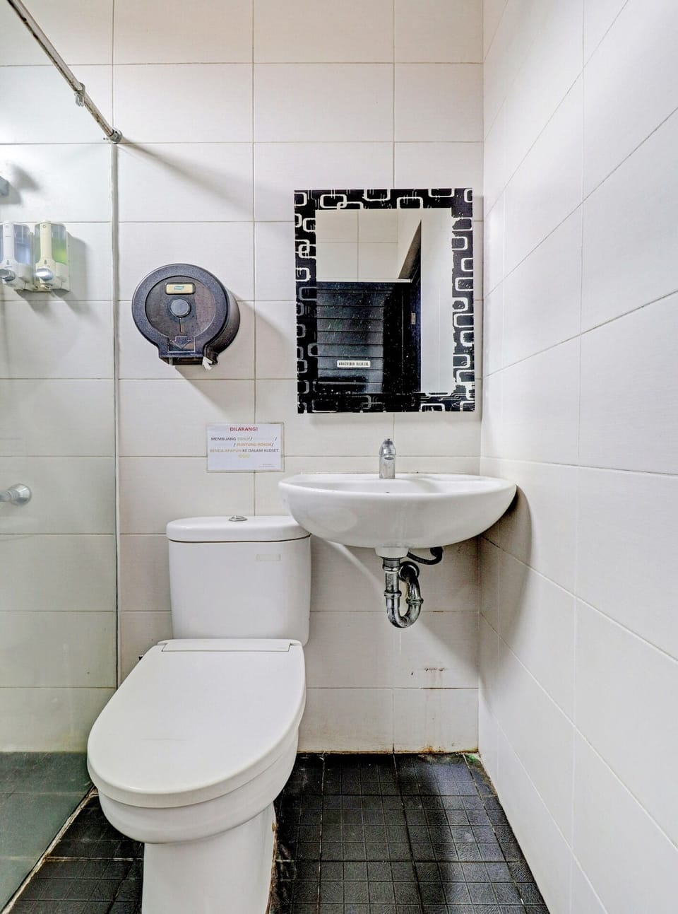 Shower, towels, toilet paper