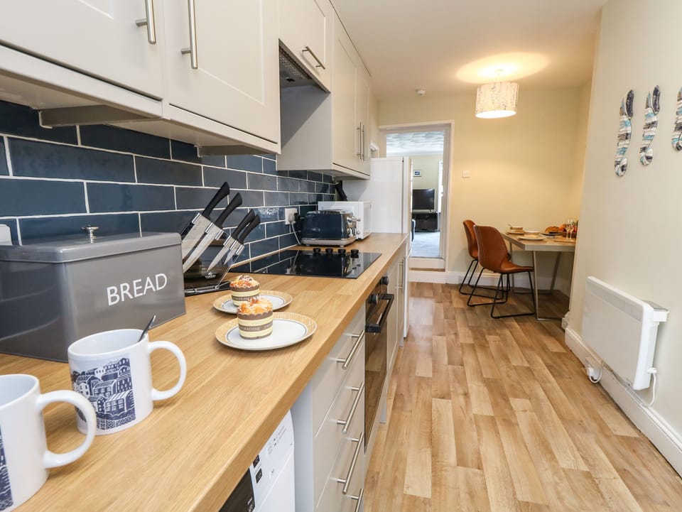 Fridge, dishwasher, electric kettle, toaster