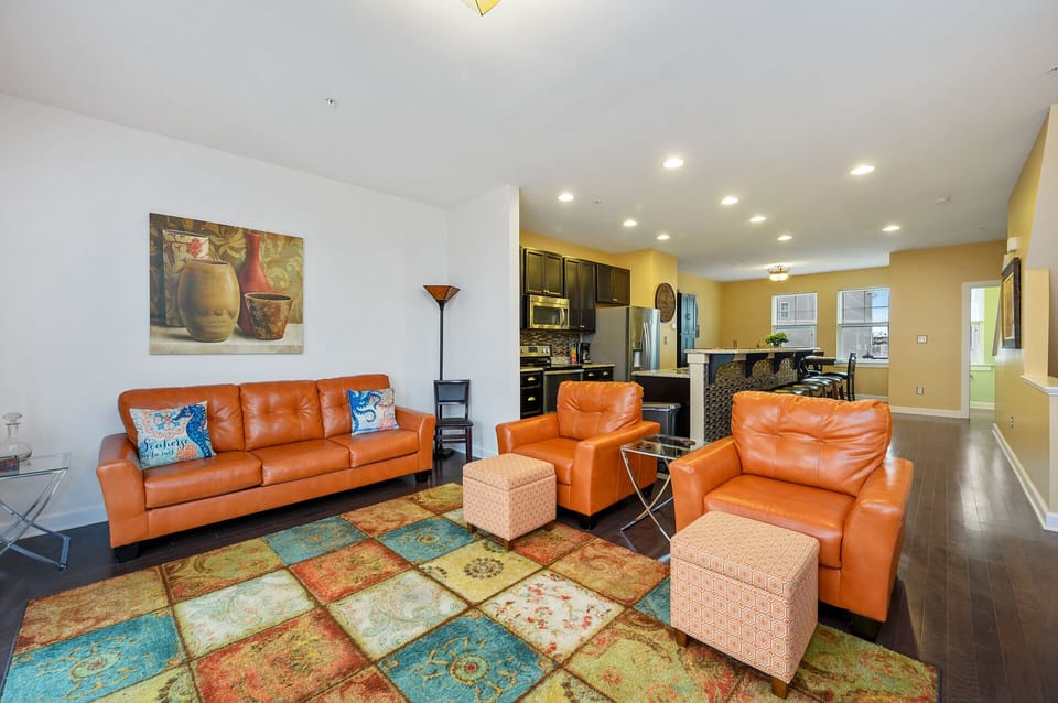The living room also has a Queen sleeper sofa!