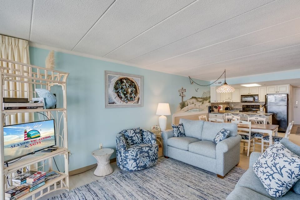There is plenty of seating for the family to relax together in the AC, watch a movie and enjoy being together