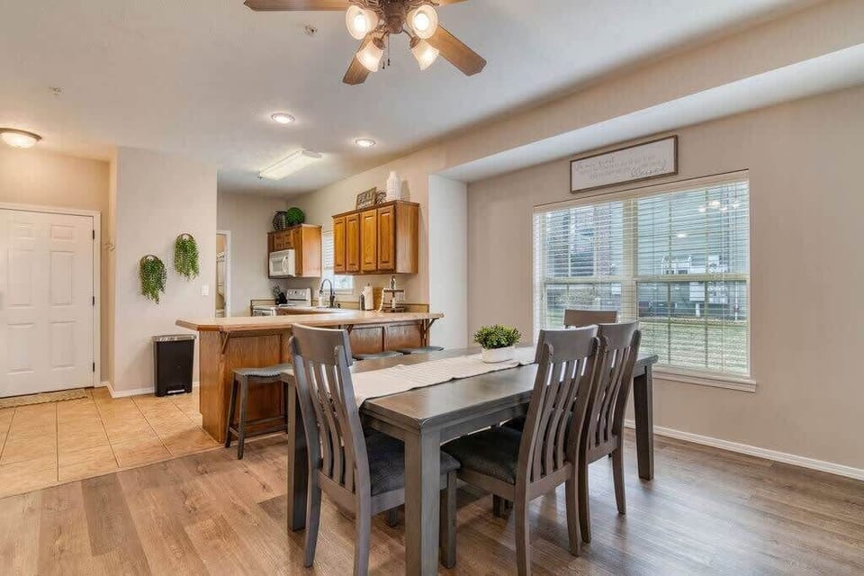 The dining table is the perfect spot for playing games or enjoying a delicious meal together!