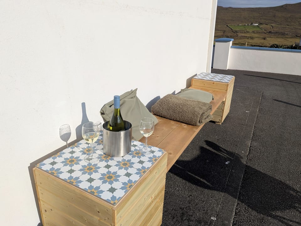 outdoor seating area to relax and take in the Atlantic views.