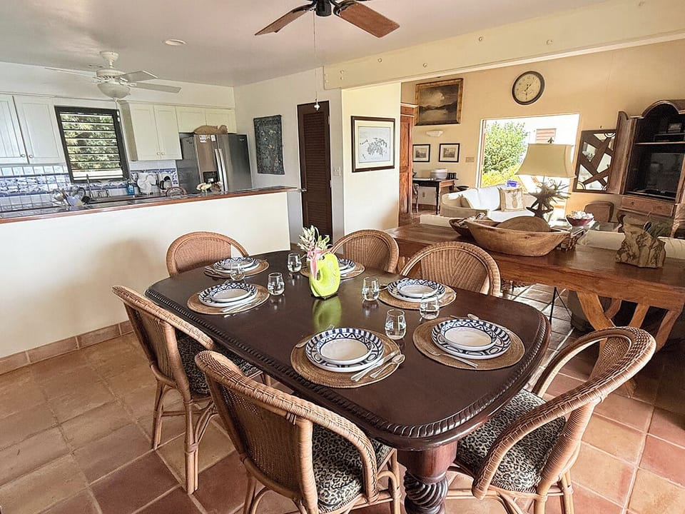 Looking into the kitchen from the dining area