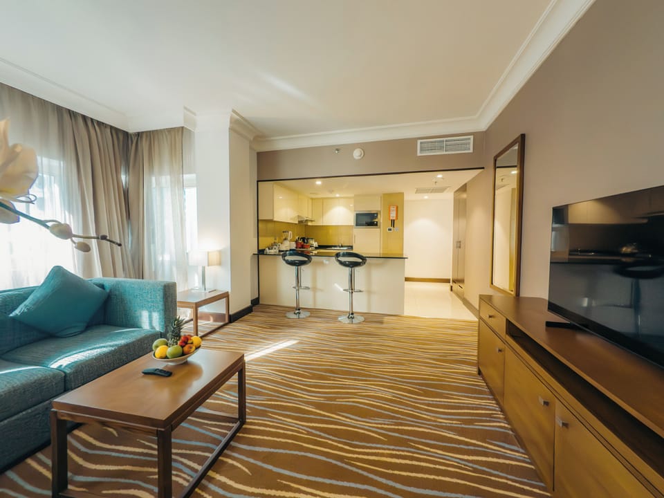 Business Suite | Living area | 28-inch LCD TV with satellite channels