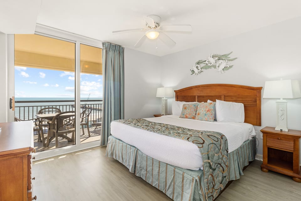 Wake up to breathtaking ocean views from your comfortable bed, then step onto your private balcony for morning coffee overlooking the sea.