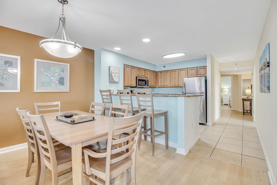 Gather around your spacious dining table for memorable meals, then chat at the kitchen island while coffee brews.