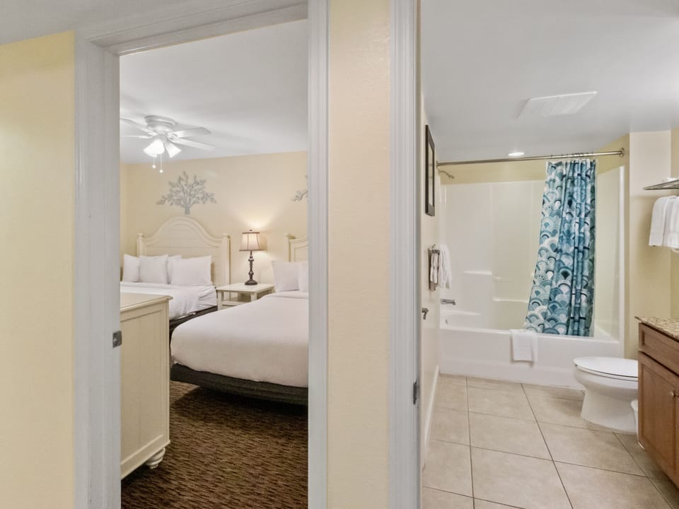 Your suite connects the cozy bedroom to your private bathroom, creating a seamless flow for your stay.