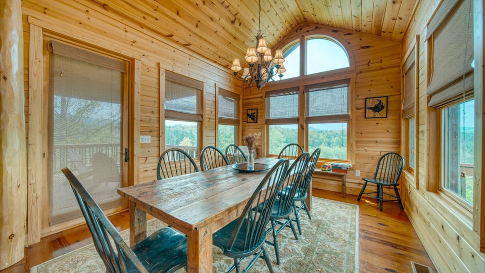 Dining room seats 8-10 people.