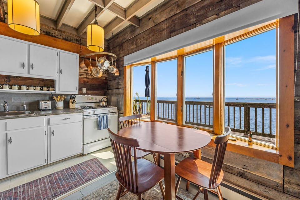 Eat in front of the bay views on this drop leaf table which sits four people.