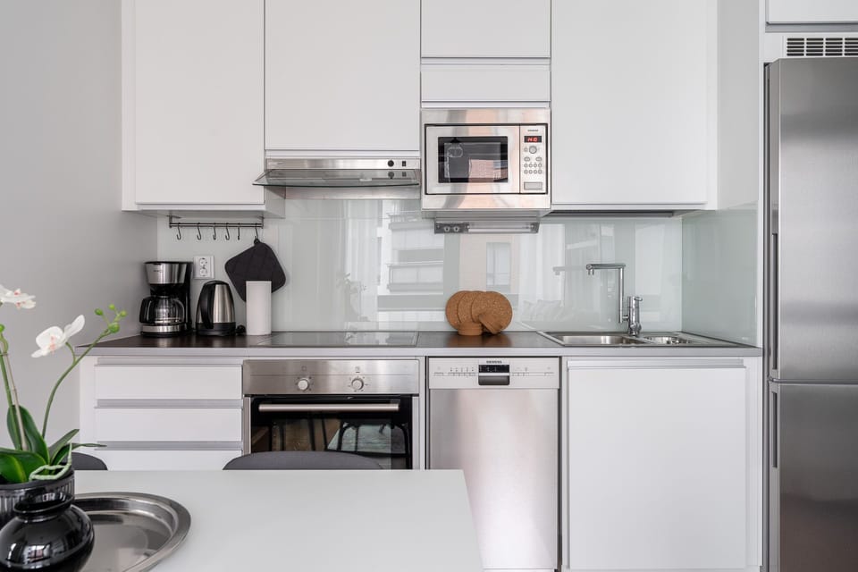 Premium Apartment | Private kitchen | Full-size fridge, microwave, oven, stovetop