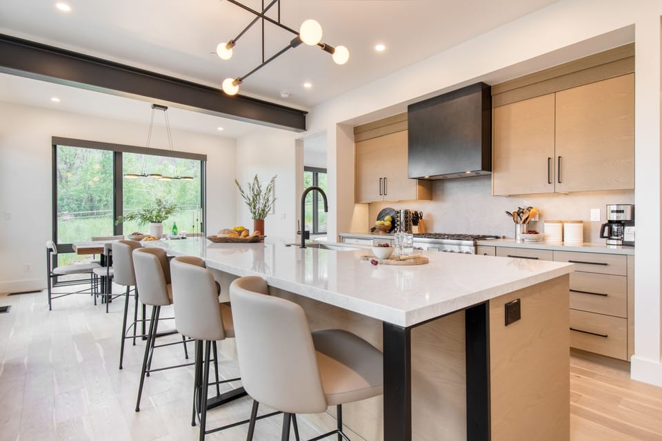 Additional seating at the kitchen island.