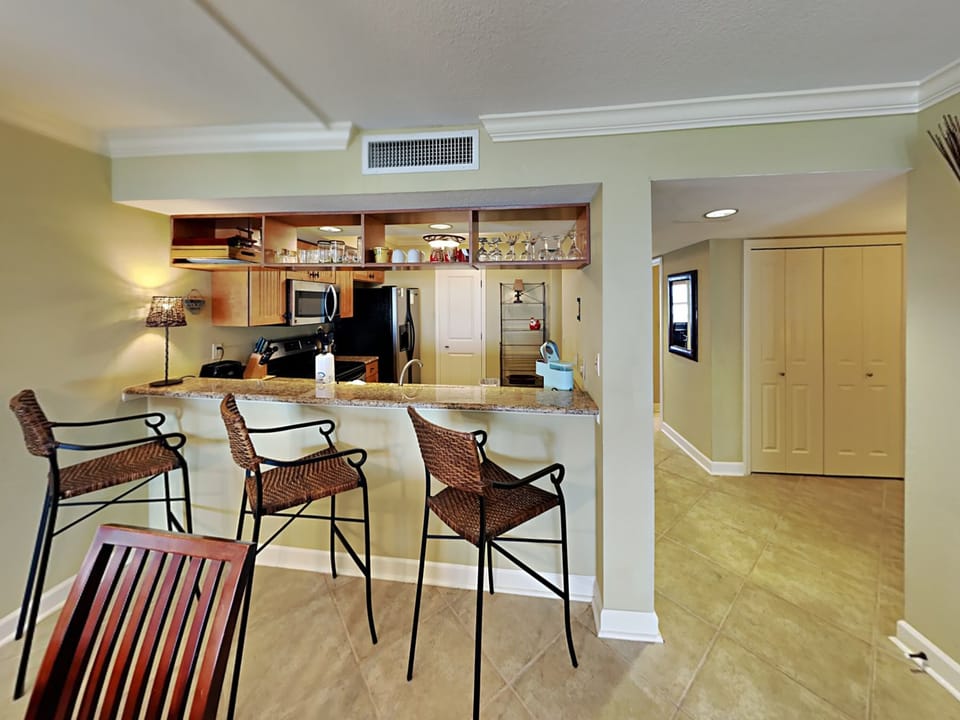 Bar Seating and Kitchen