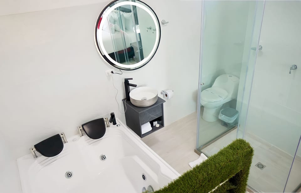 Luxury Studio Suite | Bathroom | Towels, soap, shampoo, toilet paper