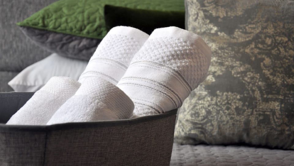 Detail of bath amenities with premium fabric for a unique, restful city break