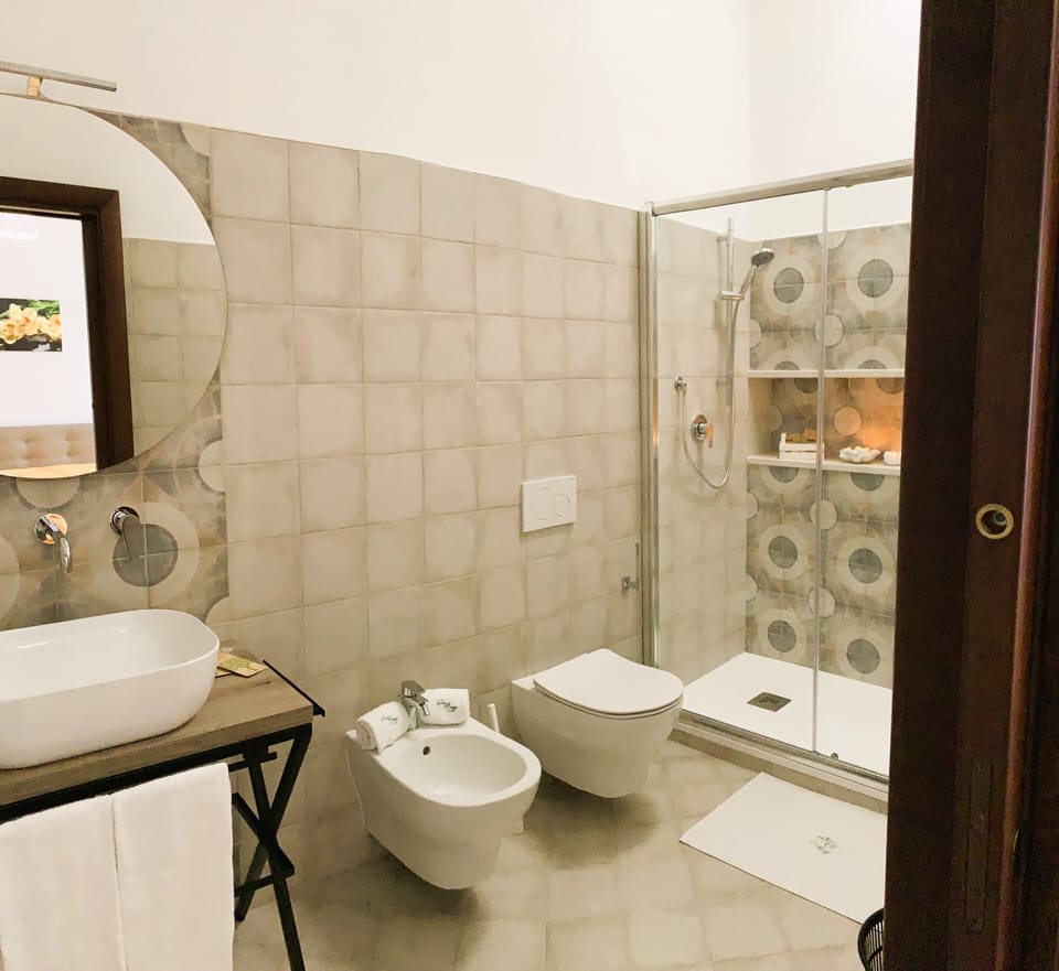 Classic Room | Bathroom | Eco-friendly toiletries, hair dryer, slippers, bidet