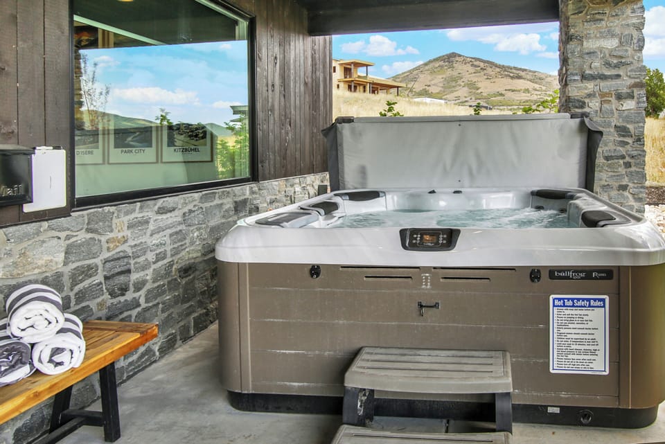 Private hot tub with scenic views—perfect for unwinding after a day on the slopes.