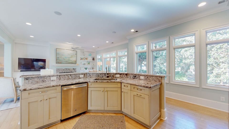 Gourmet Kitchen Opens to Living Room