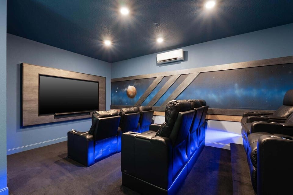 Movie Theater w/ Reclining Chairs, Basketball & Arcade Machine *Highlight*
