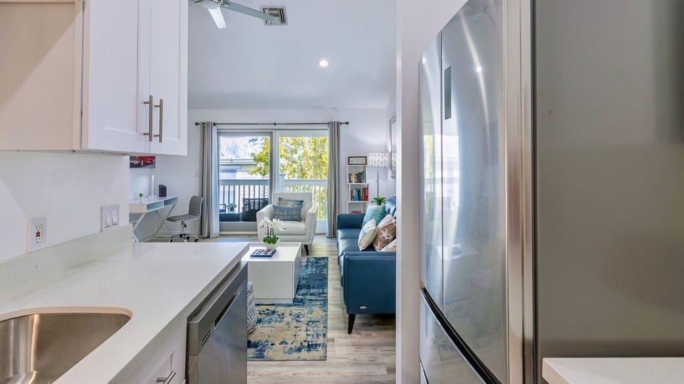 Full size refrigerator in the kitchen...