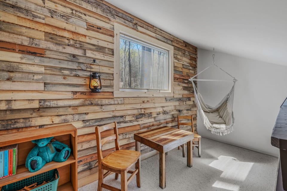 Children`s Indoor Treehouse loft with Hammock swing.