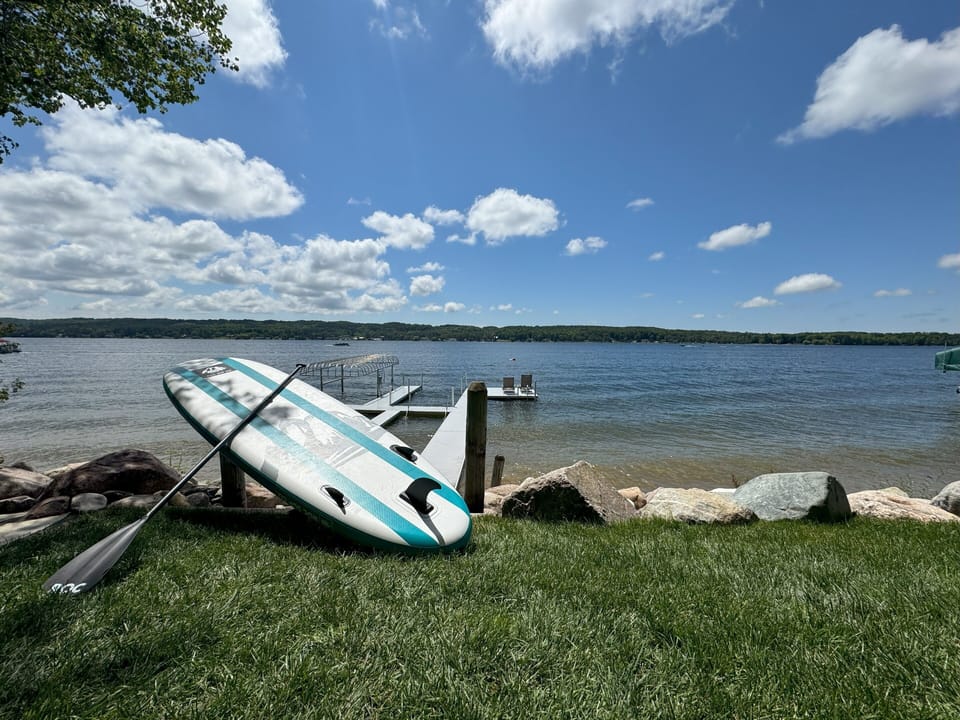 Take the paddleboards out for a morning cruise on the crystal clear waters