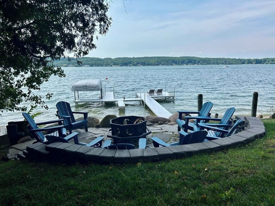 Enjoy a great view of the lake from the fire pit!