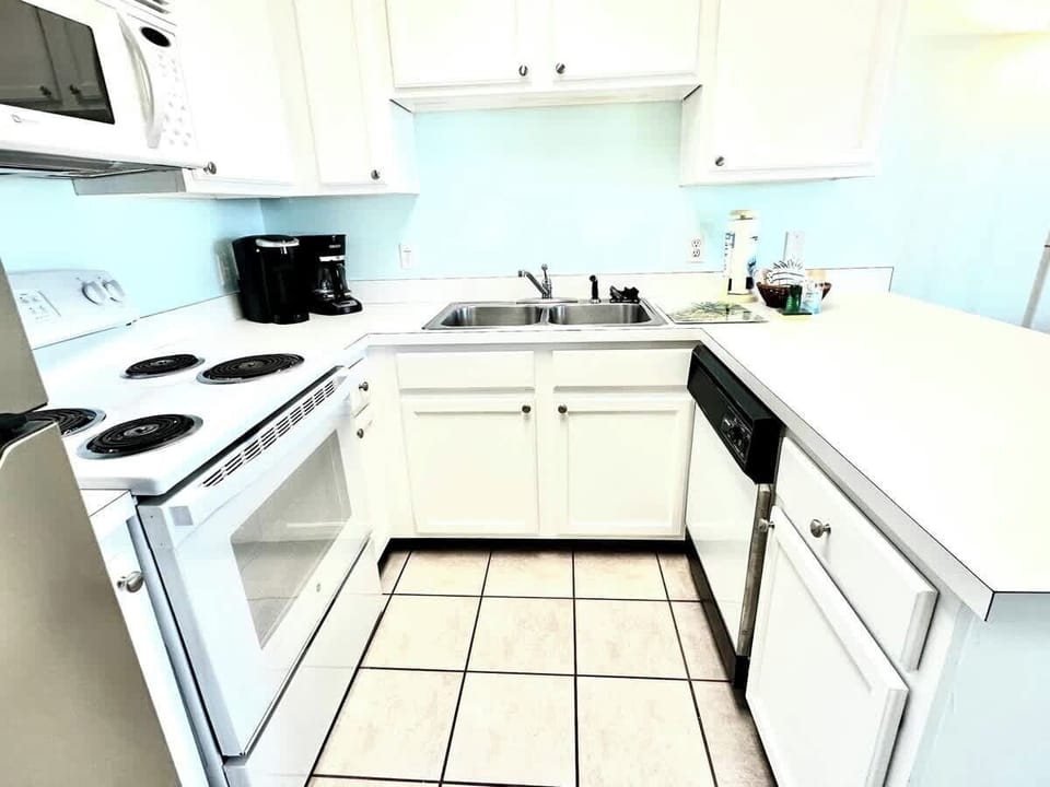 We offer a fully stocked kitchen with a fridge, dishwasher, range, microwave, dishes, cutlery, pots & pans, crock pot, blender, toaster, griddle, and more!