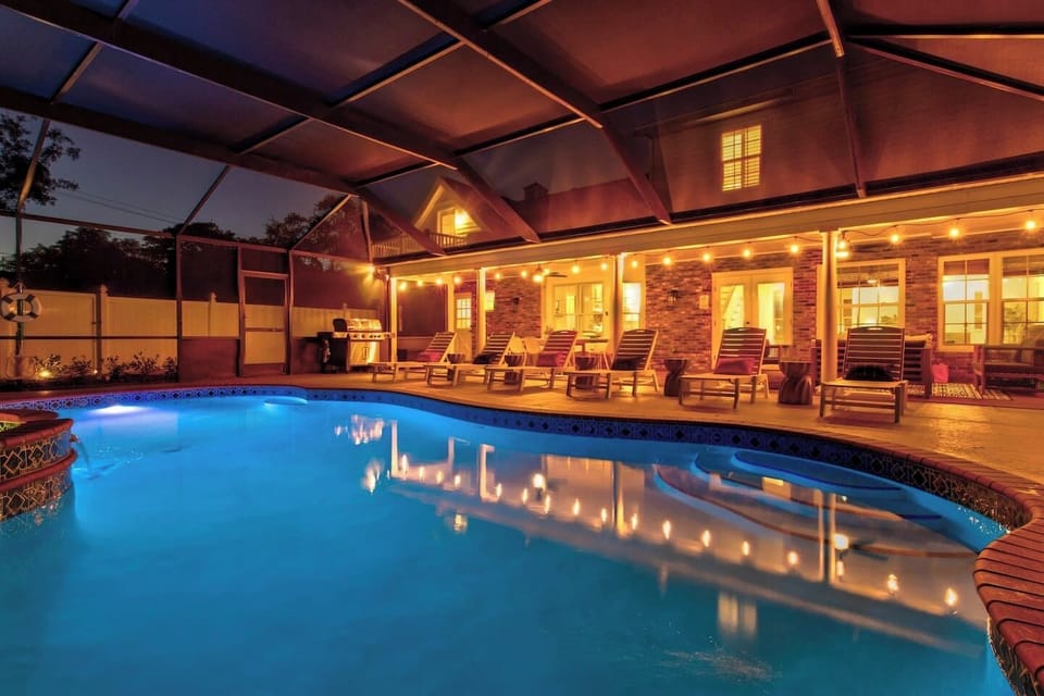 As the sun is setting and the stars begin to twinkle in the sky you know it's time for a night dip in the pool.