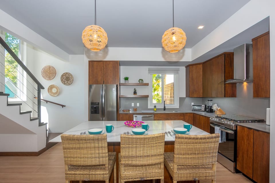 large kitchen island with breakfast bar