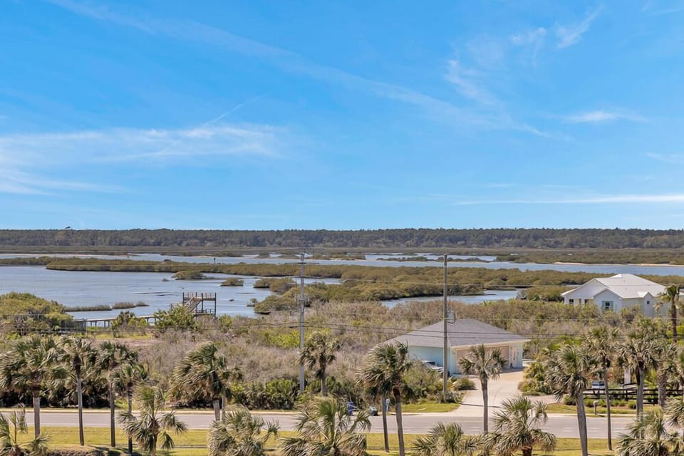 Peaceful marshland views offering a serene coastal backdrop.