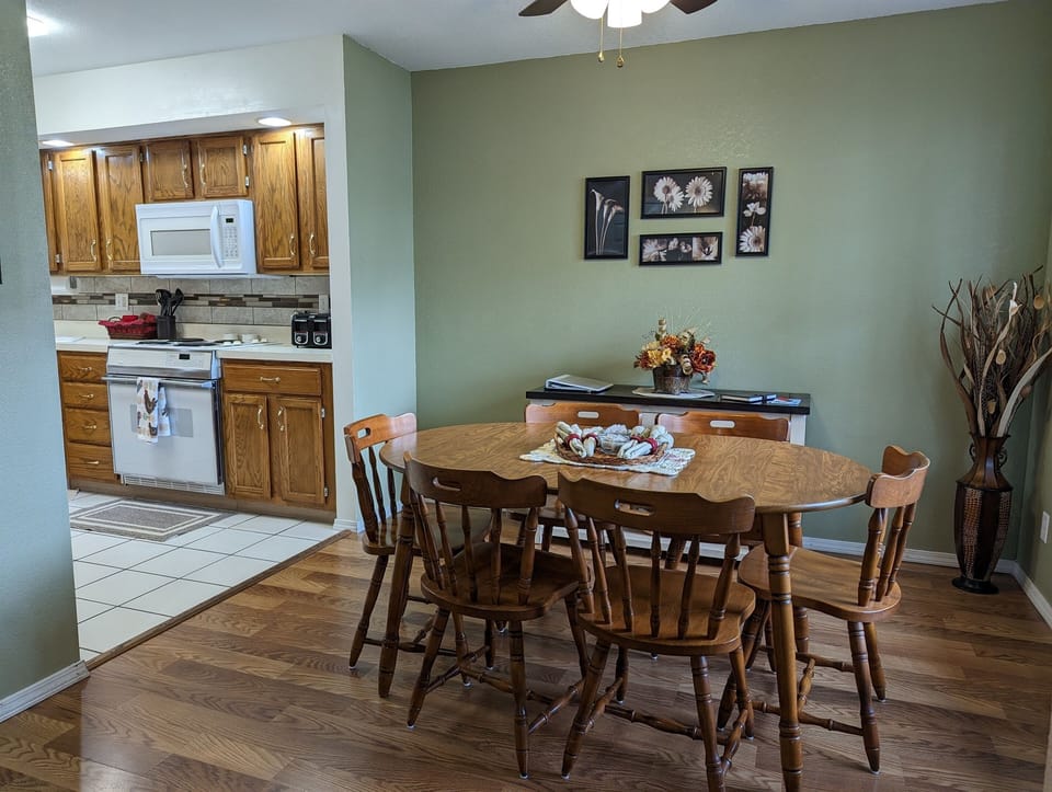 Dining area with seating for six